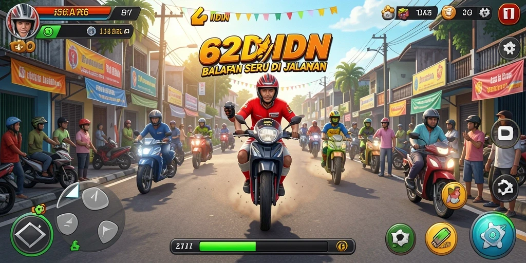 Screenshot game 62IDN dengan gameplay balapan mendebarkan.