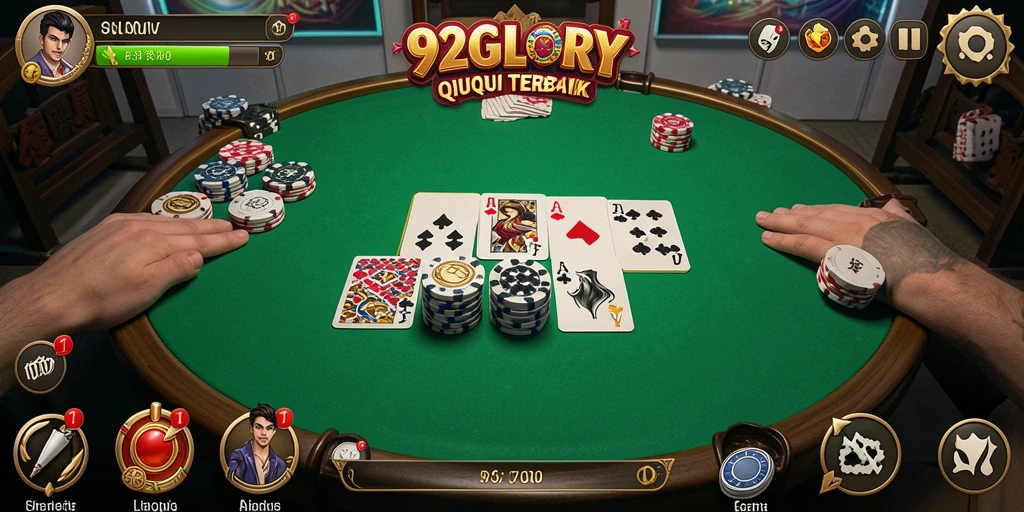 Screenshot utama 92GLORY menampilkan serunya permainan QiuQiu.