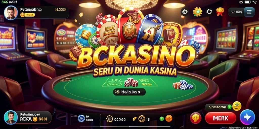 Screenshot gameplay BCKASINO menampilkan karakter petualang di kasino.