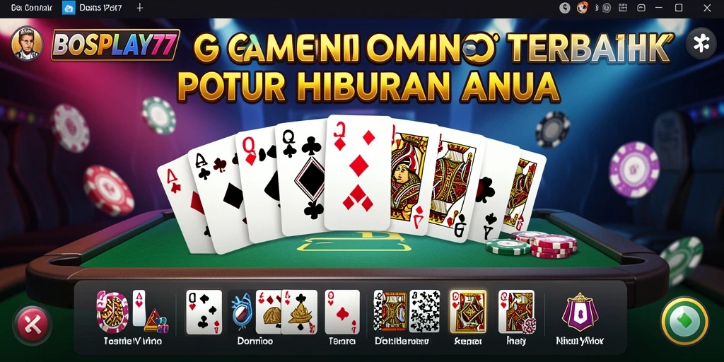Screenshot gameplay BOSPLAY77 dengan pemain yang bersaing di meja domino.