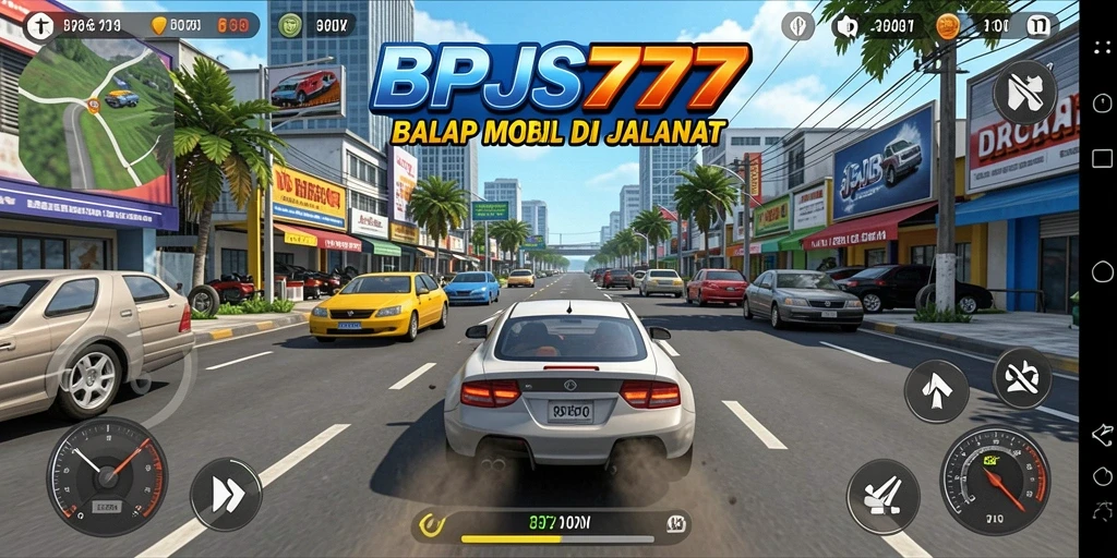 Screenshot gameplay BPJS777 menampilkan aksi balapan mendebarkan.