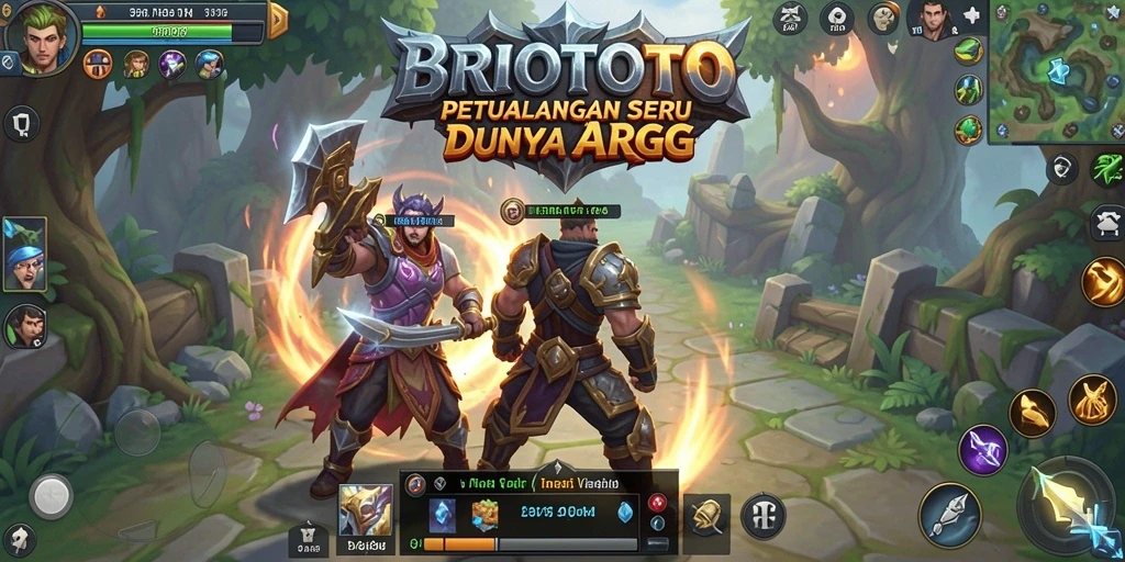 Tangkapan layar BRIOTOTO menampilkan aksi pertempuran yang seru dan mendebarkan.