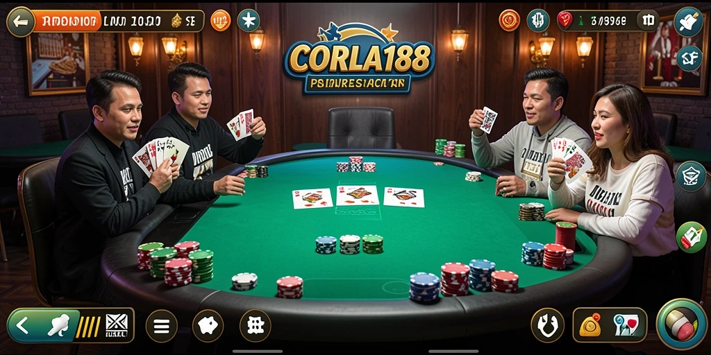 Tampilan gameplay Poker yang dinamis dan mengasyikkan.