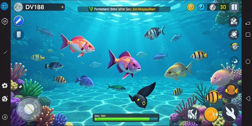 Screenshot gameplay Tembak Ikan yang seru dan penuh warna.