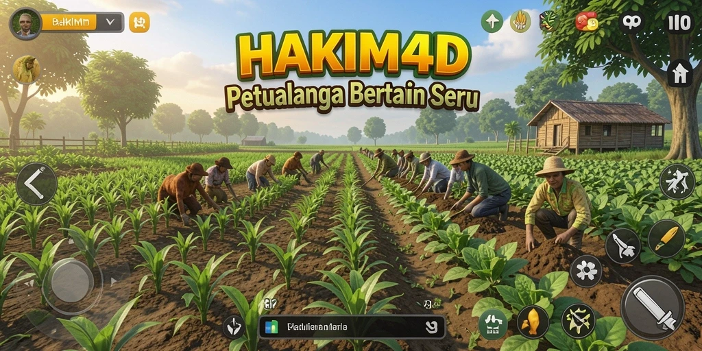 Screenshot HAKIM4D menampilkan aktivitas bertani yang seru dan interaktif.