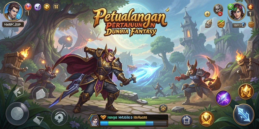 Gameplay seru HARAPJP dengan pertarungan menarik di dunia fantasi.