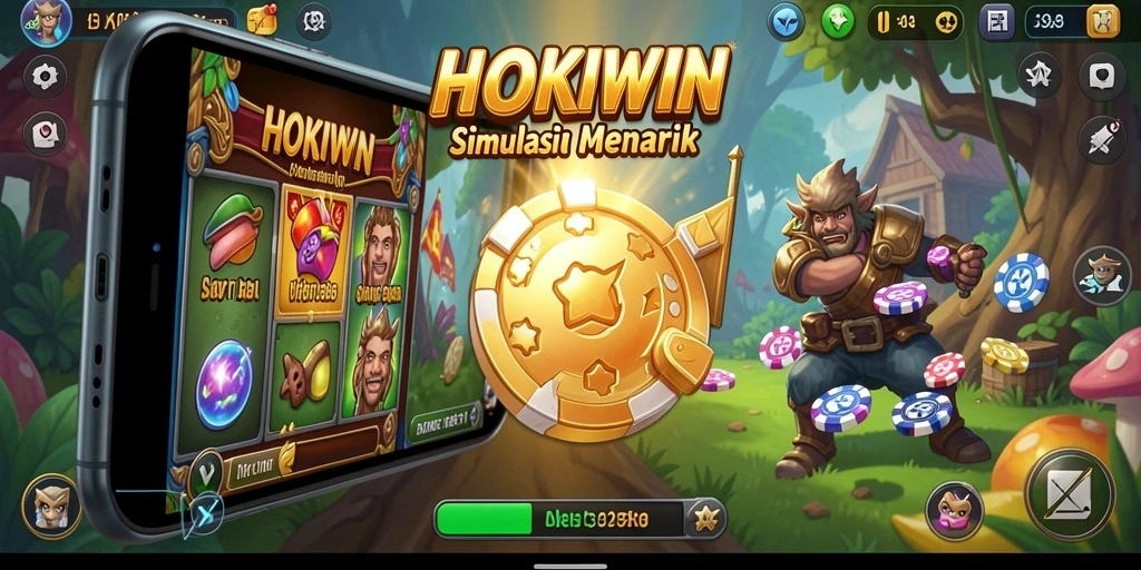 Tangkapan layar utama HOKIWIN menunjukkan gameplay simulasi yang seru dan interaktif.