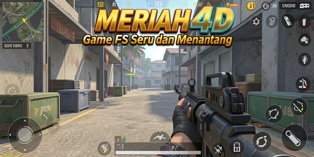 Screenshot utama menunjukan aksi intense dalam gameplay FPS.