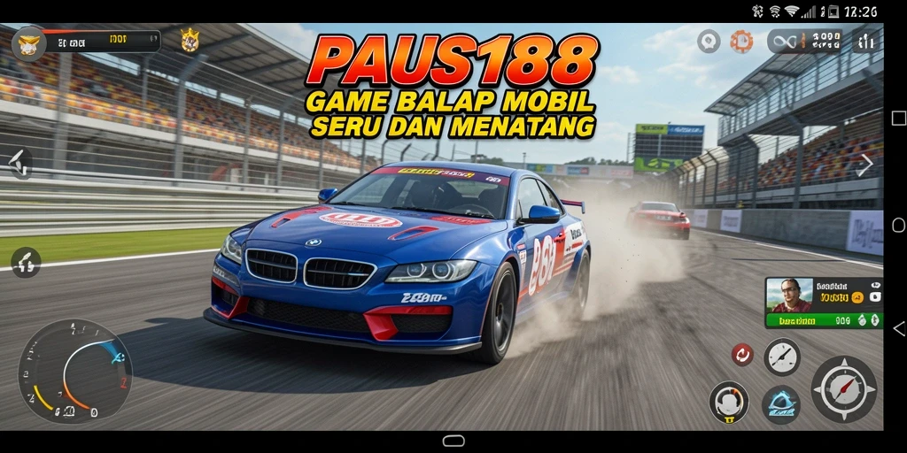 Screenshot gameplay PAUS188 menunjukkan aksi balap yang mendebarkan.