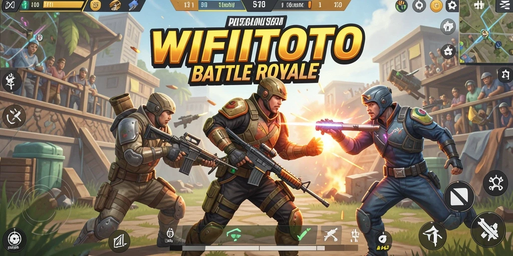 Screenshot utama gameplay WIFITOTO menampilkan pertempuran seru di medan perang.